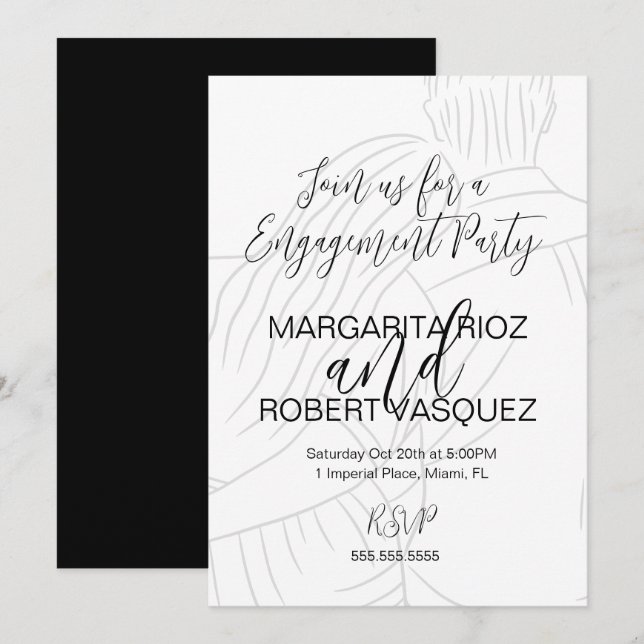 Convites Cute Couple Hugging Script Engagement Party (Frente/Verso)