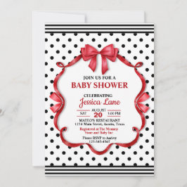 Convites Cute Crimson Bow Baby Shower Invitation