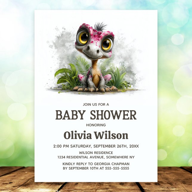 Convites Cute Dinosaur Baby Shower Invitation (Criador carregado)