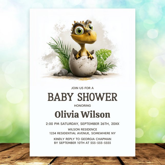 Convites Cute Dinosaur Baby Shower Invitation (Criador carregado)