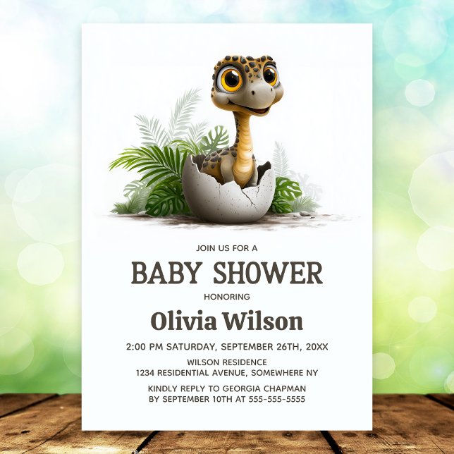 Convites Cute Dinosaur Baby Shower Invitation (Criador carregado)