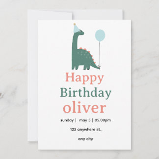 Convites Cute Dinosaur Birthday Invitation for Kids,