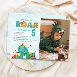 Convites Cute Dinosaurs Stomp Chomp and roar birhtday boy 