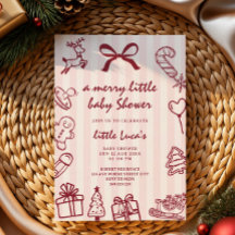 cute doodle merry little christmas baby shower