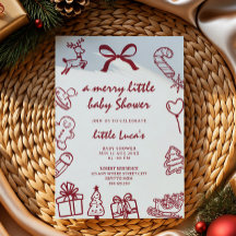 cute doodle merry little christmas baby shower