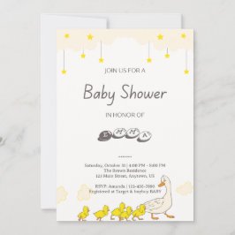 Convites Cute Duck Baby Shower Illustration Minimal Style