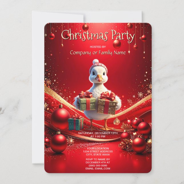 Convites Cute Duck Christmas Holiday Party Invitation (Frente)