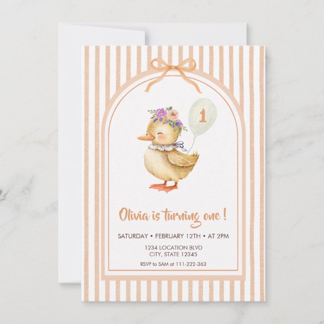 Convites Cute Duckling Birthday Party Invitation (Frente)