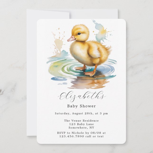 Convites Cute Duckling Gender Neutral Baby Shower (Frente)