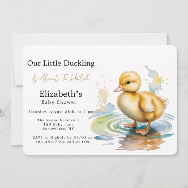 Convites Cute Duckling Gender Neutral Baby Shower (Frente)