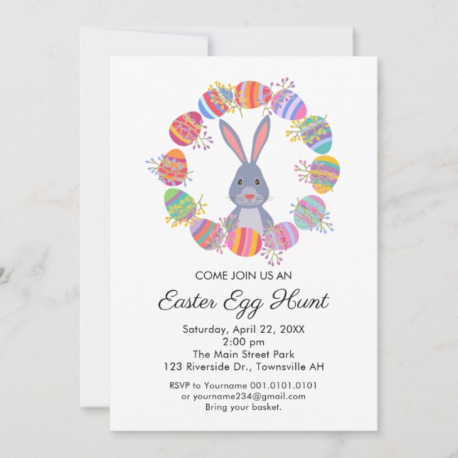 Convites cute Easter Egg Hunt Invitation Birthday Party (Frente)