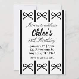 Convites Cute editable bow birthday invite