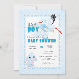 Convites Cute Elephant Baby Shower Invitation. It is a boy