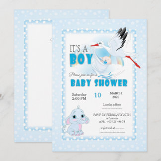 Convites Cute Elephant Baby Shower Invitation. It is a boy