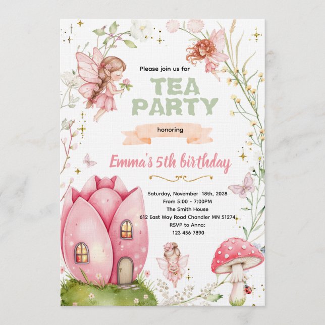 Convites Cute fairy party invitation (Frente)