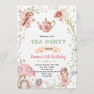 Convites Cute fairy tea party invitation