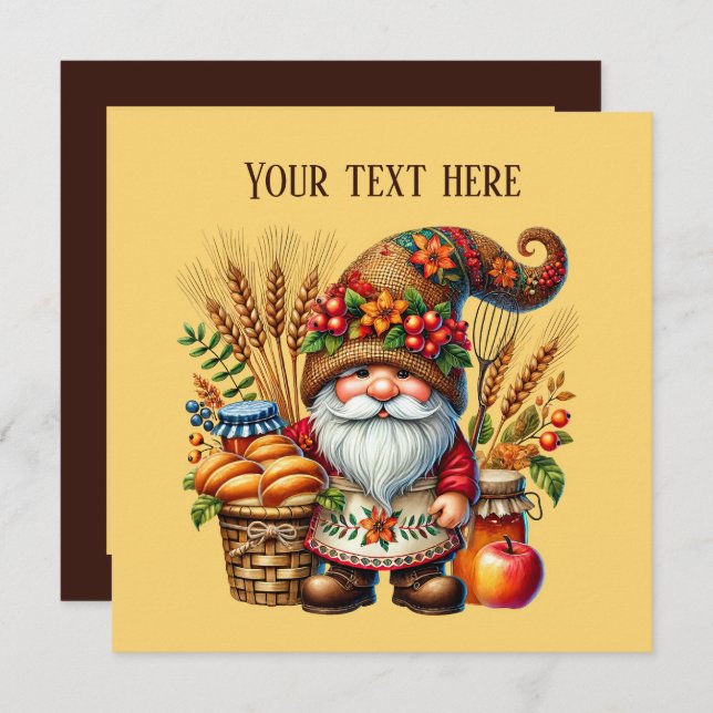 Convites Cute Fall Seasonal gnome party (Frente/Verso)