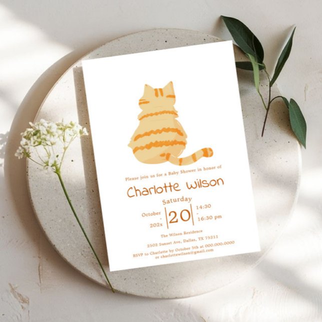 Convites Cute Fat Orange Cat Baby Shower (Criador carregado)