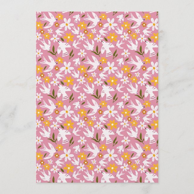Convites Cute Floral Bird Seamless Pattern (Frente)