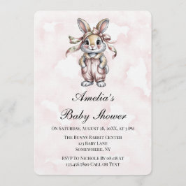Convites Cute Floral Bunny Girl Baby Shower 
