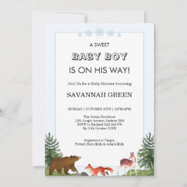 Convites Cute Forest Animals Baby Boy Shower Design
