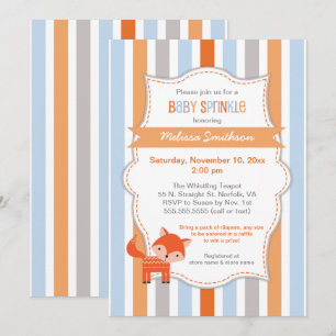 Convites Cute Fox Baby Sprinkle Convite, sexo neutro