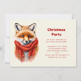 Convites Cute Fox in a Red Scarf Autumn Image Christmas