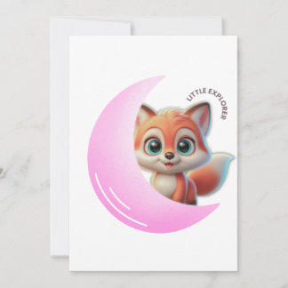 Convites Cute Fox Pink Moon Card