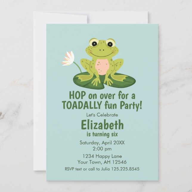 Convites Cute Frog Birthday Invitation (Frente)