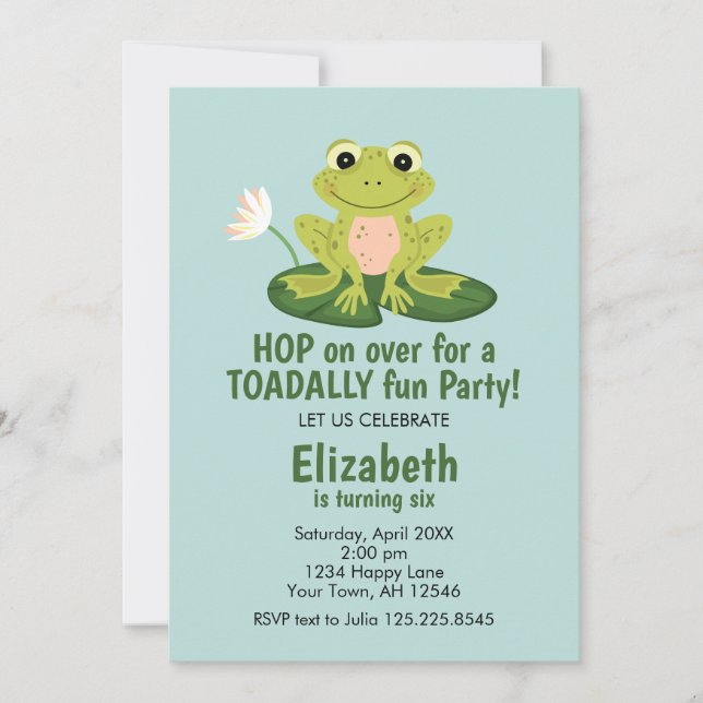 Convites Cute Frog Birthday Invitation (Frente)