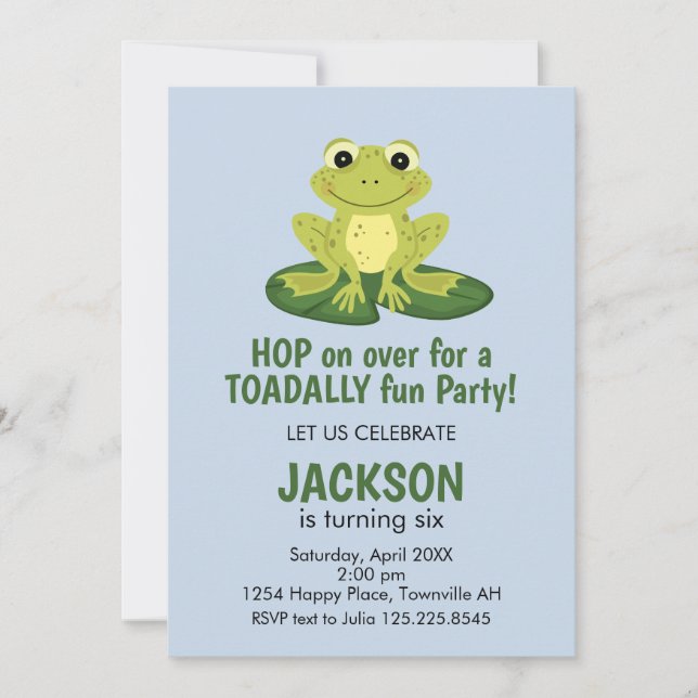 Convites Cute Frog Birthday Invitation (Frente)