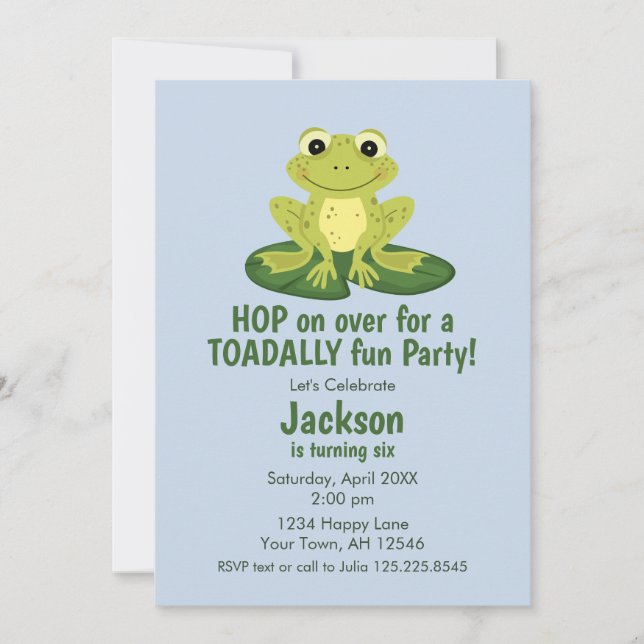 Convites Cute Frog Birthday Invitation (Frente)