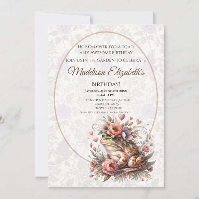 Convites Cute Frog Birthday Invitation for Nature Lover (Frente)
