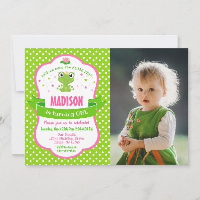 Convites Cute Frog Princess Invitation for a Girl (Frente)