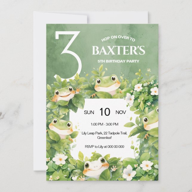Convites Cute Froggy Birthday Invitation (Frente)