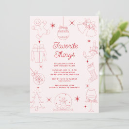 Convites Cute Fun Pink Hand Drawn Favorite Things Holiday