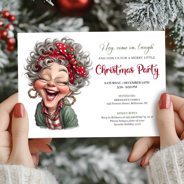 Convites Cute Funny Grandma Cartoon Christmas Humor Comic  (Cute Funny Grandma Cartoon Christmas Humor Comic Invitation

)