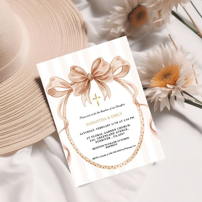 Convites Cute Gender Neutral Coquette Baptism (Criador carregado)
