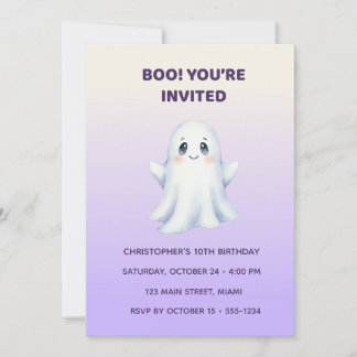 Convites Cute Ghost Halloween Birthday Invitation | Kids Sp