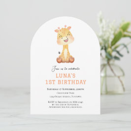 Convites Cute Giraffe arch 1st birthday invitation