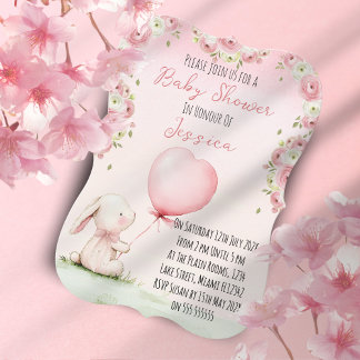Convites Cute Girl Bunny Baby Shower Invitation