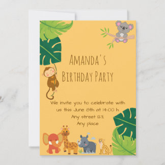 Convites Cute Girl Safari Birthday Party Invitation