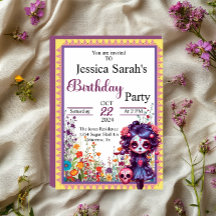 Cute Gothic Garden Sugar Skull Invitation