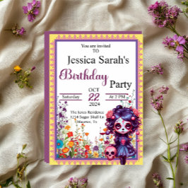 Convites Cute Gothic Garden Sugar Skull Invitation