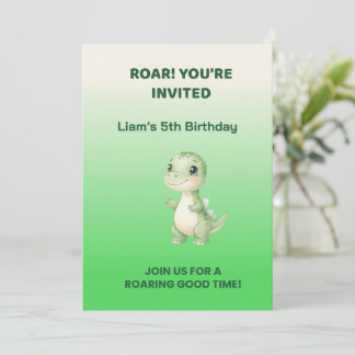 Convites Cute Green Dinosaur Birthday Invitation | Personal
