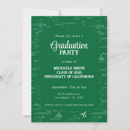 Convites Cute Green Math Hand-Lettering Photo Graduation