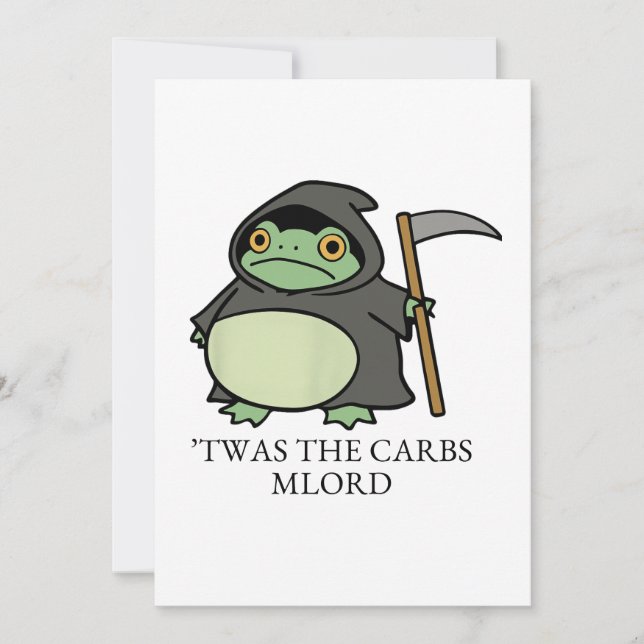 Convites Cute Grim Reaper Frog – ’Twas the Carbs M’Lord (Frente)