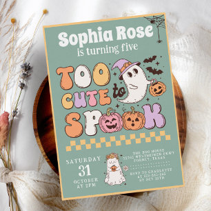 Convites Cute Groovy Ghost 70s Retro Halloween Aniversário