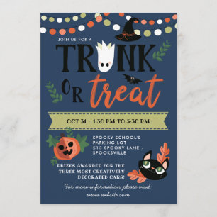 Convites Cute Halloween Azul Porta ou Tratamento Distância
