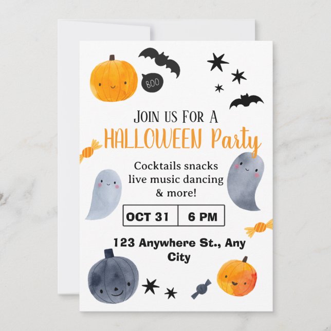 Convites Cute Halloween Invitation | Kids & Family (Frente)